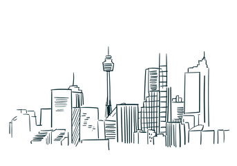 Sidney Australia sketch vector city line art