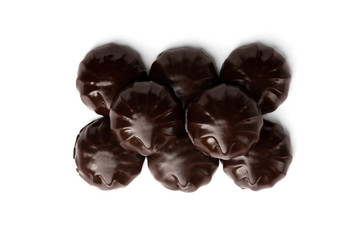 Chocolate marshmallow isolated on white background.