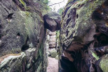 Rock labirynth in Mount Ostas reserve in Table Mountains, part of Broumovsko Protected Landscape Area in Czech Republic