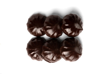 Chocolate marshmallow isolated on white background.
