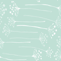 Botanical floral vector seamless pattern with hand drawn herbs, plants, flowers and leaves.
