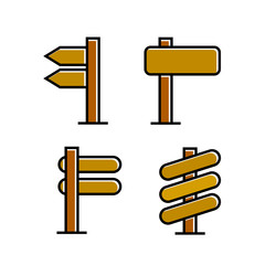wood signboard, signage and signpost vector, brown theme