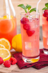 Glass of Raspberry Lemonade With Fresh Berries