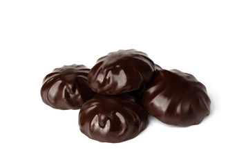 Chocolate marshmallow isolated on white background.