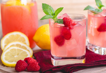 Glass of Raspberry Lemonade With Fresh Berries