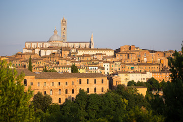 Panoramic view of Siena, Tuscany in Italy.