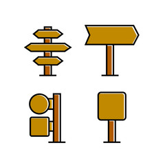 wood signboard, signage and signpost vector, brown theme
