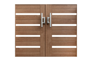 Brown wood door isolated on white background