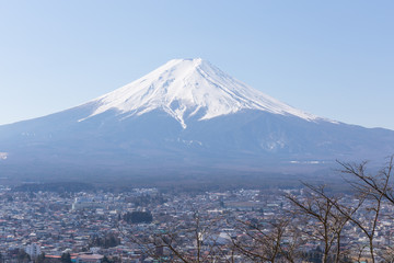 Fuji mountain and city in the morning