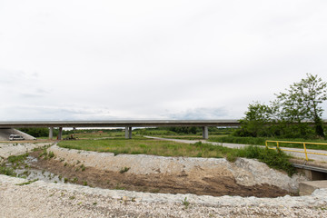 Fototapeta na wymiar wide angle view of bridge and road