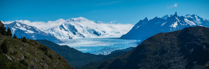Panorama of the glacier of Grey in Torres del Paine National Park, Chilean Patagonia