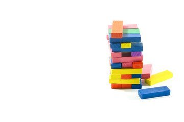 Naklejka premium Wood block toy on isolated white background.