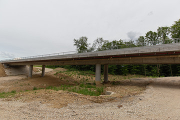 Fototapeta na wymiar A new recently built highway in Brcko district, Bosnia and Herzegovina. The road was built by Spanish company Rubau and is important for the region