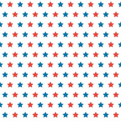 Happy Independence Day vector pattern with a lot of red and blue stars on white background