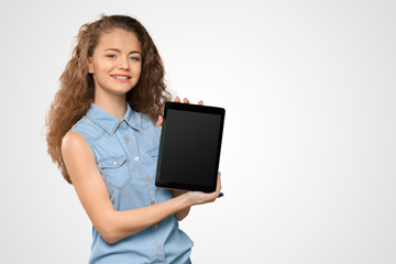 Woman with digital tablet