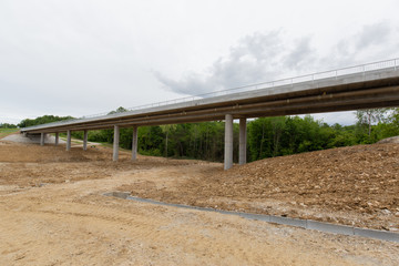 wide angle view of bridge under construction