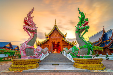 Fototapeta na wymiar Wat Ban den Temple or Wat Den Sa Lee Si Mueng Gan, Temples in Chiang Mai, Thailand. no restrict in copy or use.