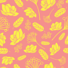 Vector gentle pink seamless background. Design for fabrics, textiles, paper, wallpaper, web. Retro. Vintage style. Floral ornament.