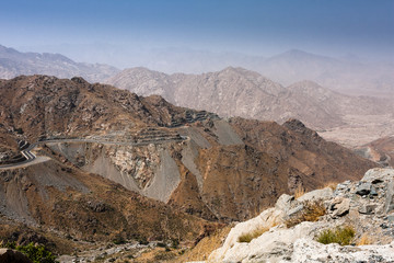 Fototapeta na wymiar The mountain road serpentine near Taif, Saudi Arabia