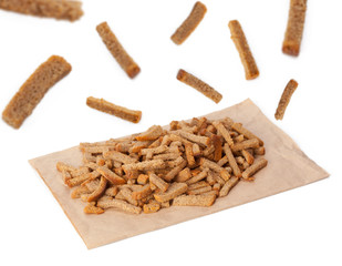 Rye Bread crackers. Isolated on white background