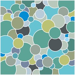 colorful intersected circles and rings pattern blue green gray yellow white