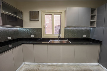 Modern kitchen sink in a luxury apartment