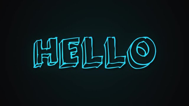 Funny text Hello with frame like worms, 3d rendering background, computer generated backdrop for happy creative