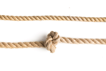 nautical rope knot isolated on white background.