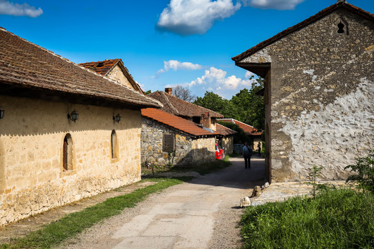 Wine cellars in old rustic vintage houses in Rajacke pimnice near the village Rajac in Negotin region of Serbia