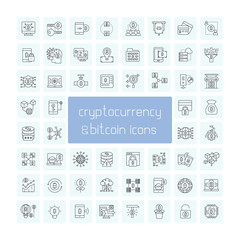 cryptocurrency, bitcoin and finance technology icons