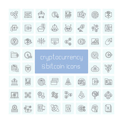 cryptocurrency, bitcoin and finance technology icons