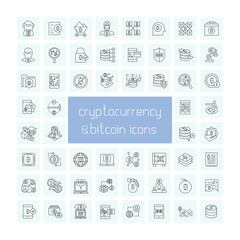 cryptocurrency, bitcoin and finance technology icons