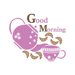 Good Morning vector illustration for tea time with some cookies in beautiful colors
