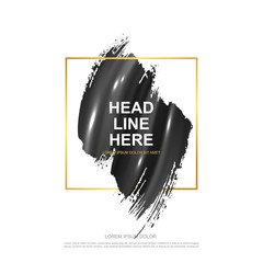 Wavy brush strokes with highlights from the light. Gold frame. Isolated on white background. Eps10 vector