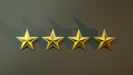 Fototapeta premium Star rating realistic gold star set illustration 3d rendering