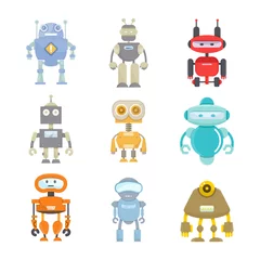 Fotobehang Robot robot karakter iconen set