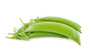 fresh sugar snap pea on white background