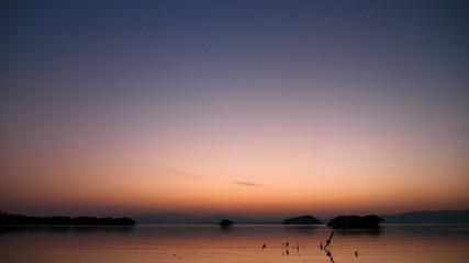 琵琶湖の綺麗な夕焼け