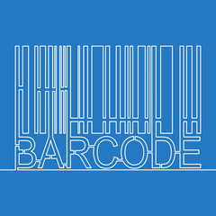 Continuous one single line drawing Barcode concept