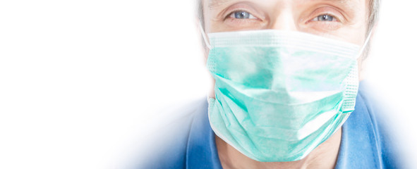 Man  wearing face mask,white background