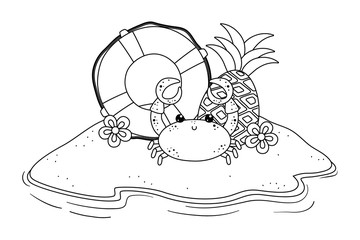 Summer and vacation icon set design