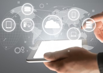 Businessman working on digital chart, business strategy concept