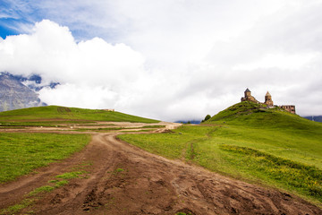 Fototapeta premium Gergeti Trinity Church, Kazbegi, Georgia