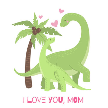 Cute card with Mom and Baby Dinosaur.