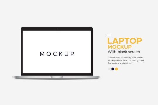 Banner laptop mockup blank screen isolated on background. Can be used to identify your needs.