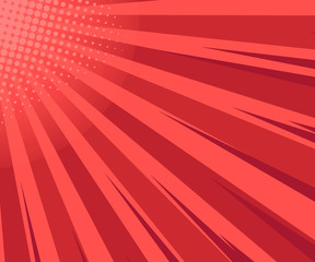 Retro comic rays red background. Vector illustration in pop art retro style