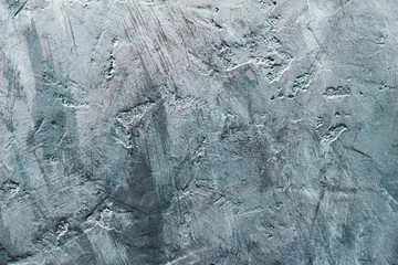 Abstract, grunge art decorative design stucco wall, blue toned concrete texture background