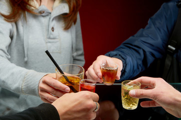 Drinking a variety of alcoholic beverages in the campaign of friends