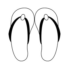 Flip flops sandals cartoon isolated symbol in black and white