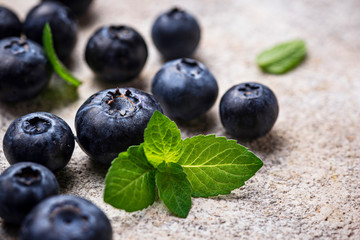 Fresh blueberries on light background